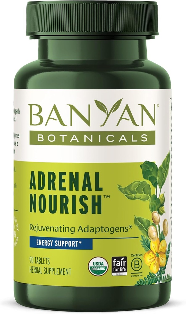 Banyan Botanicals Adrenal Nourish – オーガニックアダプトゲンサプリメント - オーガニックアシュワガンダ、Gokshura&Guduchi* - 90錠 - GMO非、持続的に供給、ビーガン