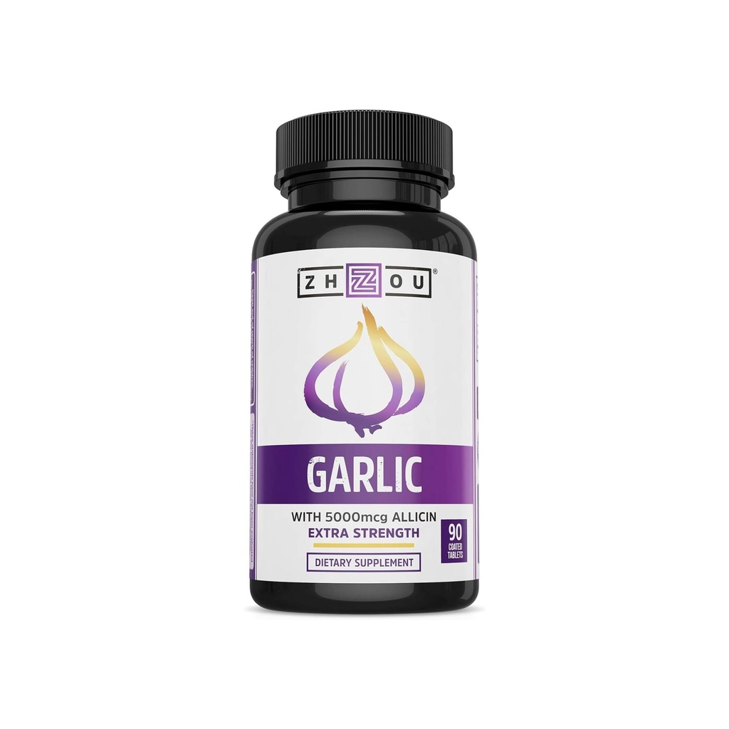 アリシンとZhou Garlic - ニンニクのサプリメント、男性と女性のための無臭のニンニクのエキスの丸薬、免疫及び中心の健康のためのタブレットごとの5000のmcgアリシン - 90の上塗を施してあるタブレット(パッケージ1)