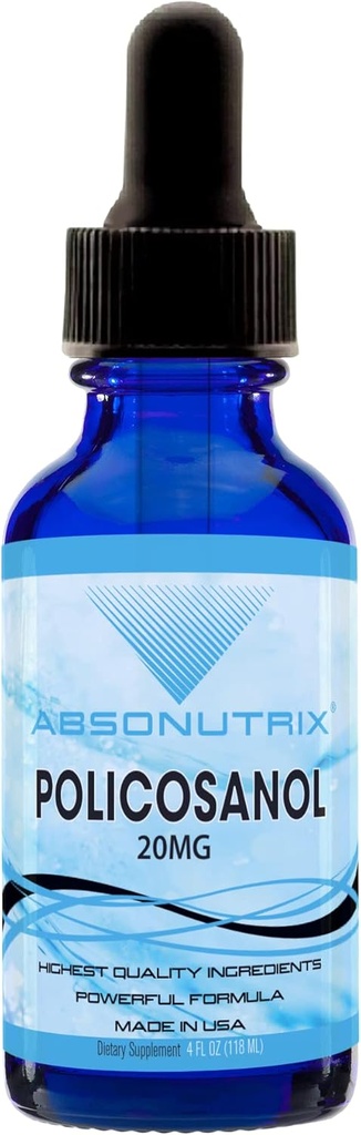 Absonutrix Policosanol 20mg、4 Fl Oz Bottle、200 Highly Potent Offerings、High Bioavailability、クイック吸収、サードパーティ製テスト、GMP認証、非GMO、Crueltyフリー製品、米国製