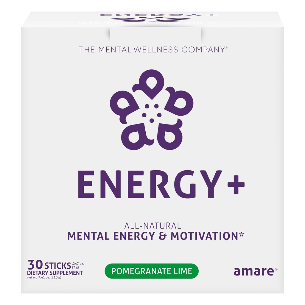 Energy+ Plant-based Mental Energy & Motivation Drink, Pomegrate Lime, 30 Sticks