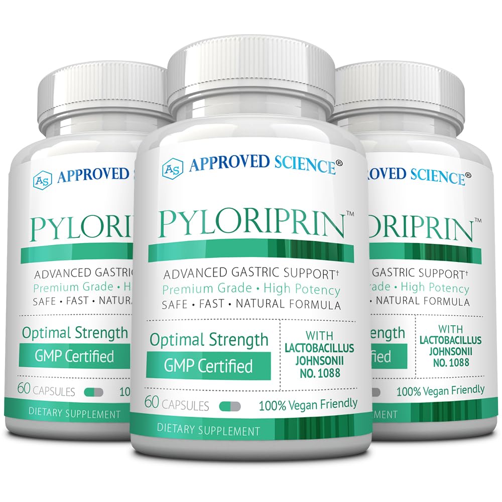 承認された科学Pyloriprin - 健康な胃のための高度の消化器サポート - 亜鉛L-カルノシン、プロバイオティック、ブロッコリーSprout、Deglycyrrhized Licorice - 180のカプセル - 3か月の供給 - ビーガン