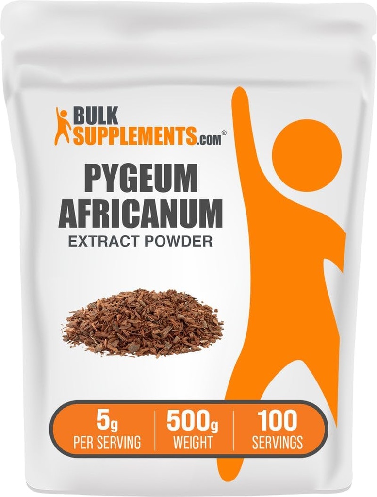 BulkSupplements.com Pygeumアフリカムエキスパウダー - Pygeumバーク、栄養補助食品 - Gluten無料 - サービングあたり5g、500g(1.1ポンド)(パッケージ1)