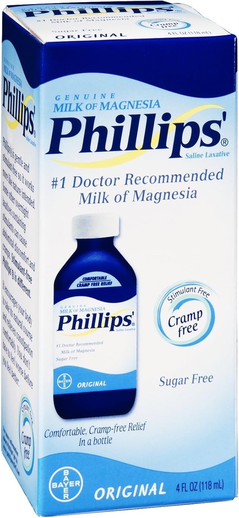 Magnesia Saline LaxativeオリジナルシュガーフリーのPhilips'ミルク、4オンス