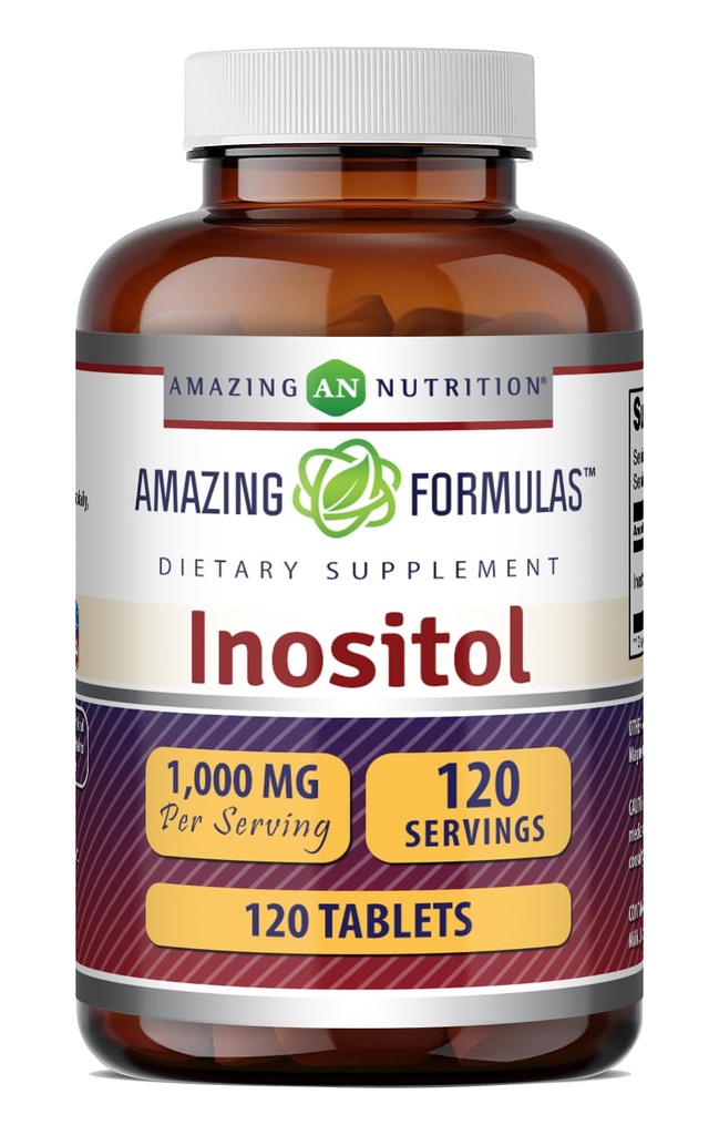 アメージングフォーミュライノシトール錠サプリメント | 給餌ごとに1000Mg | ビタミンB8 | ノンGMO | グルテンフリー | アメリカ製(1パック、120カウント)