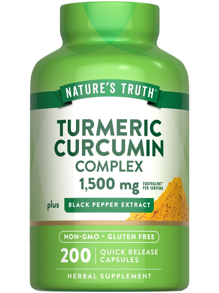 Nature's Truthターメリッククルクミンコンプレックス | 1500mg | 200カプセル | ブラックペッパーエキス付 | 非GMO&グルテンフリーサプリメント