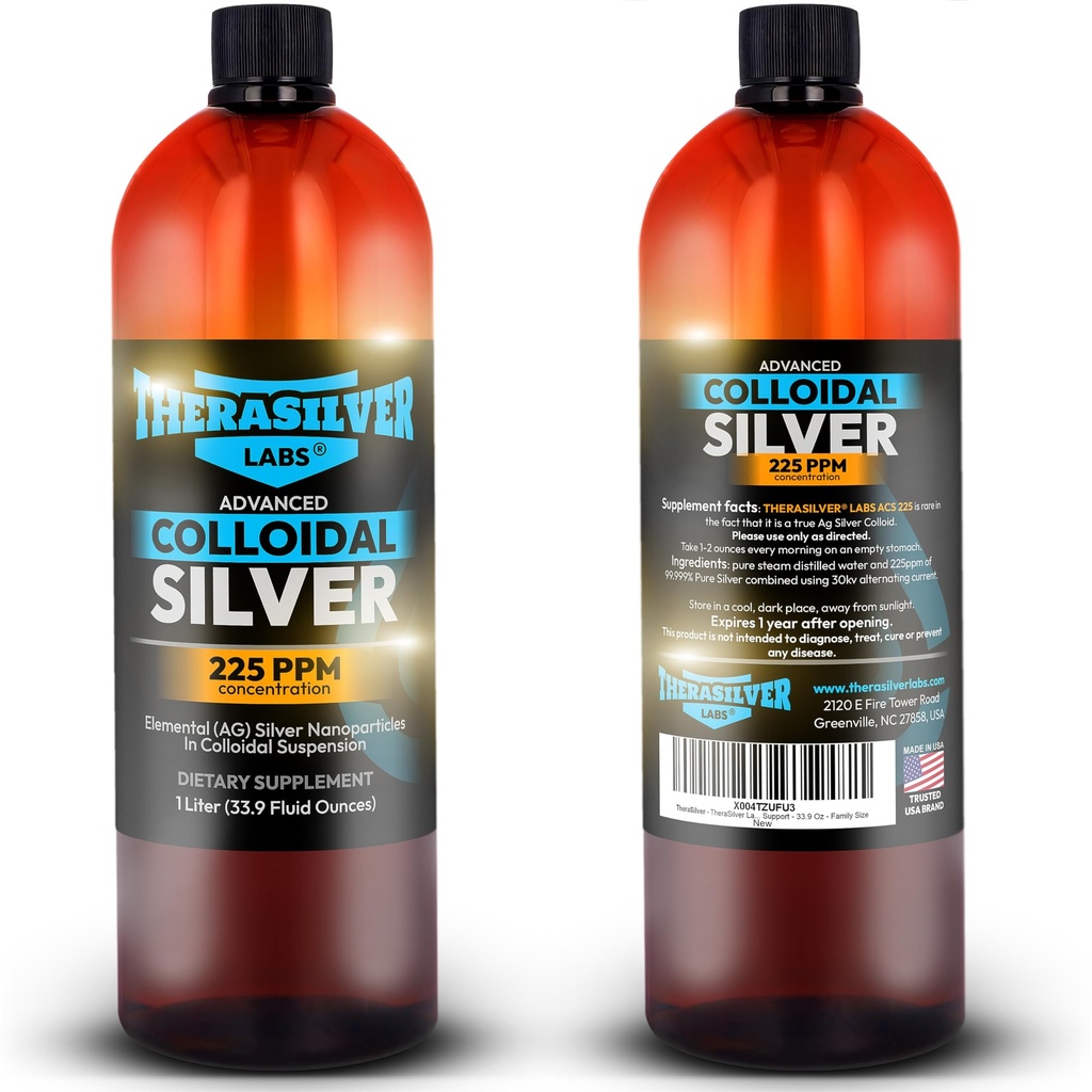 TheraSilver-TheraSilver Labs ACS 225-Advanced Colloidal Silver Liquid-225 PPM-Pure 免疫対応ナノ粒子-32 Oz-ファミリーサイズ