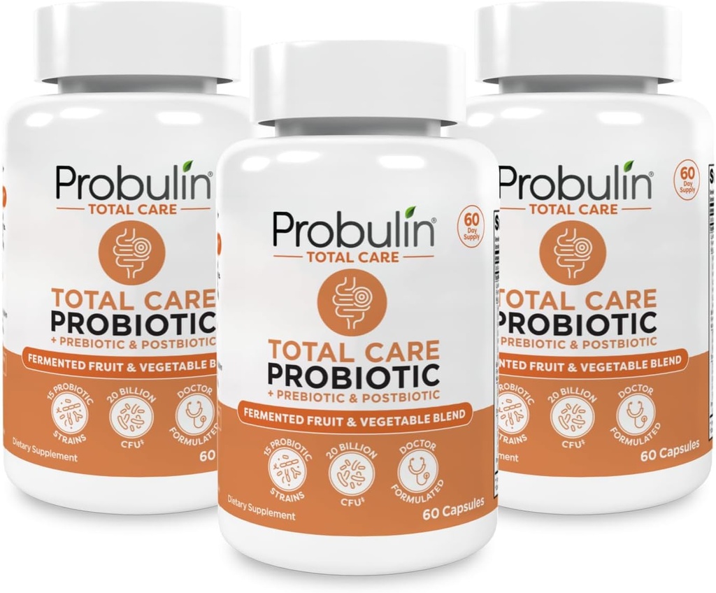 Probulin Total Care Pre + Pro + Postbiotic, 20 Billion CFU, 60 ビーガンカプセル (パック 3)
