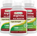 ベストナチュラル L-アルギニン NO ブースタートリプル強度 1300 mg サービング 120 ベジーカプセル (120 カウント)