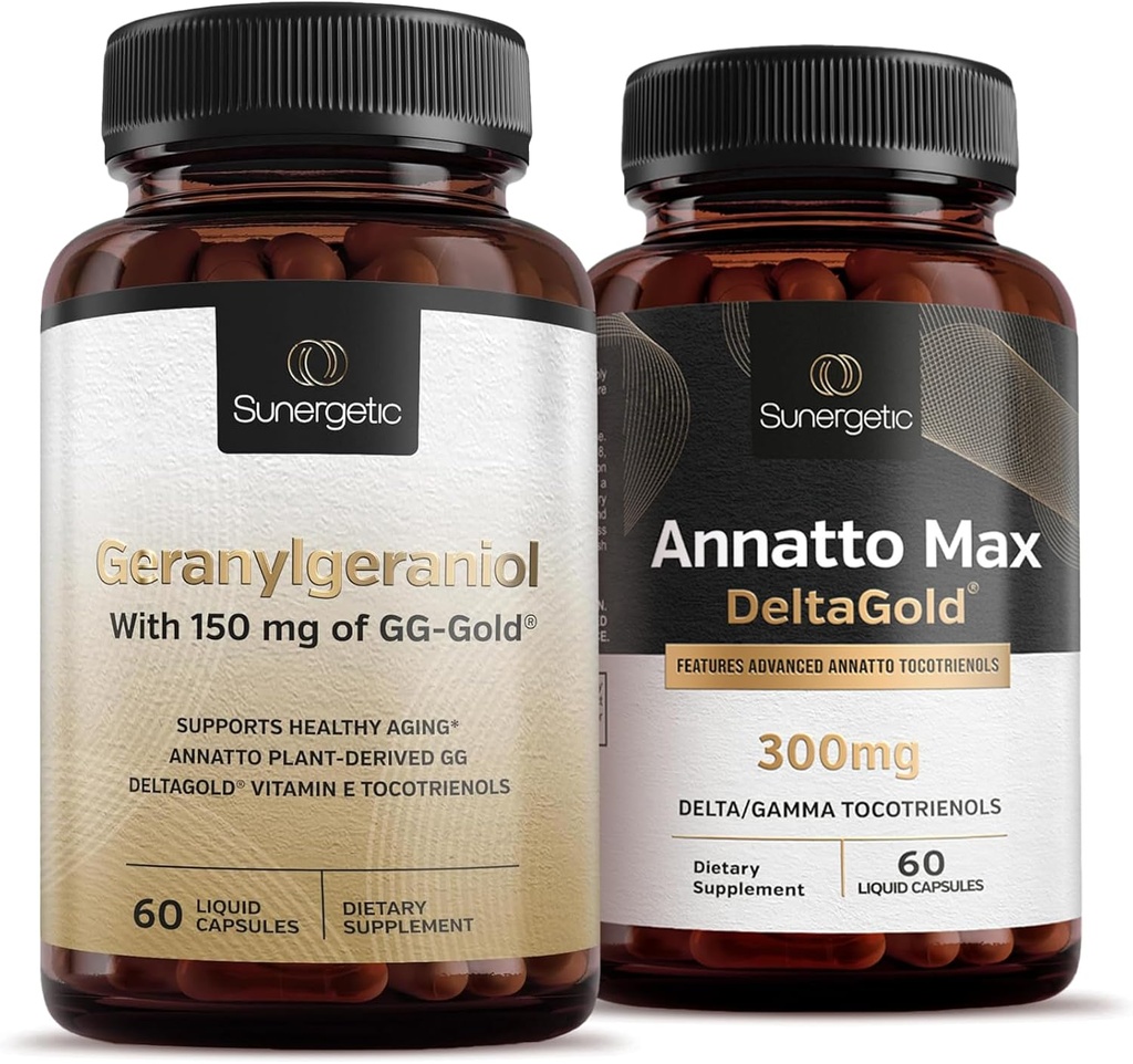 プレミアムGeranylgeraniolプラスAnattoマックスDeltaGold - 心の健康、健康な老化、免疫サポートと全体的なウェルネス - Geranylgeraniol 60カプセル - Annatto Max 60カプセル