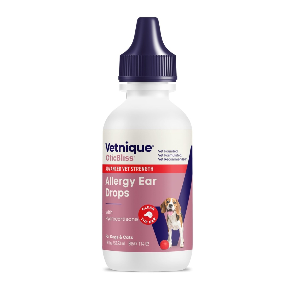 Vetnique Oticblissは猫と犬の耳の洗剤の低下 - 1% Hydrocortisoneの犬の耳の感染症の治療は、痛み、赤み、および腫れ - Vet推奨