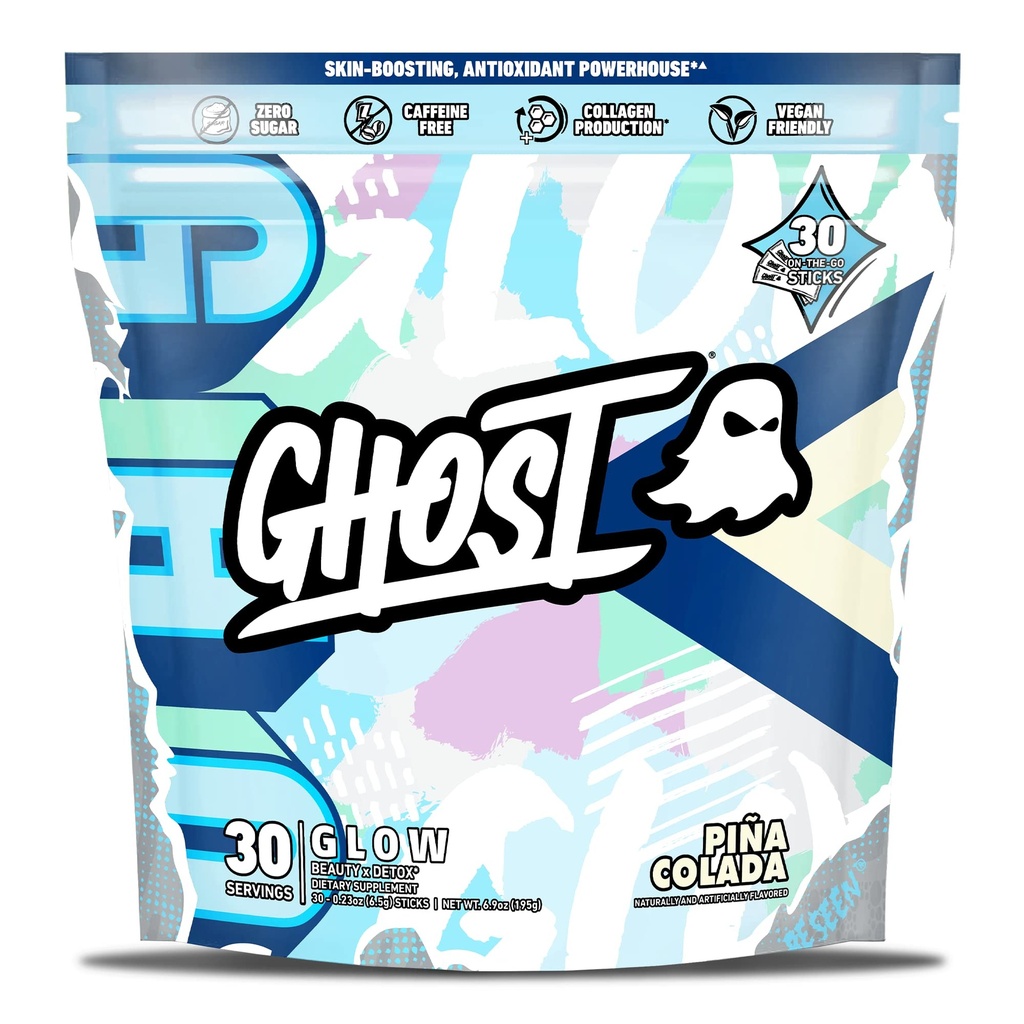 GHOST の打撃の棒: 美およびデトックスの補足 - 30 のオンザ・ゴーの棒のパック、ピナ・コルダ - Hyaluronic の酸、Biotin 及びスキン ブースト サポートのための L テアニン–砂糖 自由な、グルテンフリー