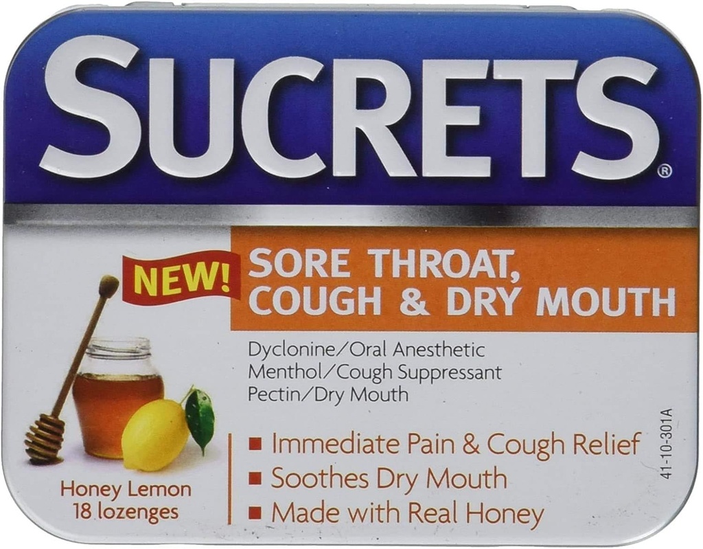 Sucrets Sore Throat & Cough Lozenges | ハニーレモン | 18 カウント 各 | 2 のパック