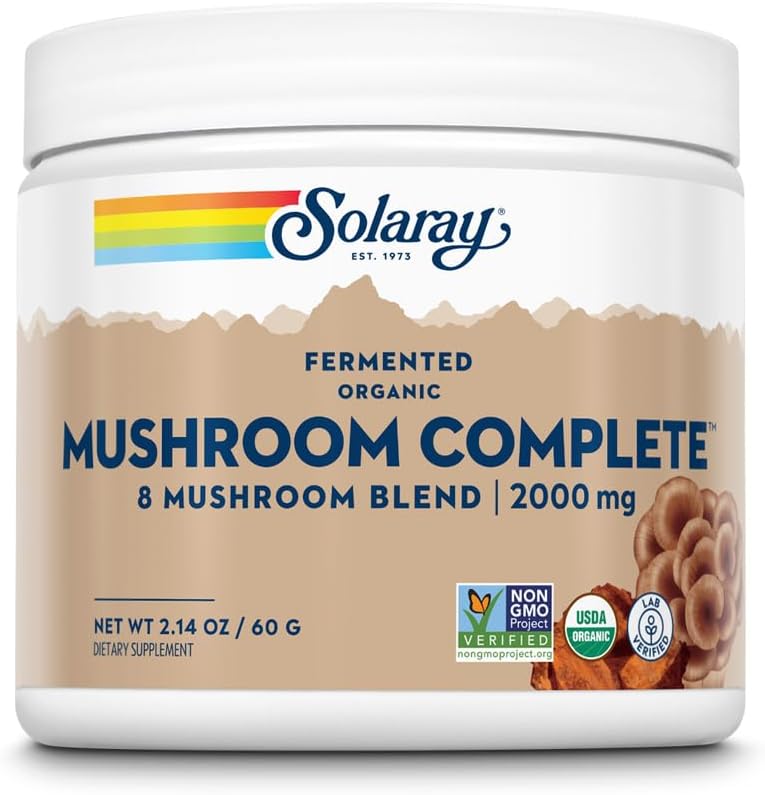SOLARAY発酵有機マッシュルーム パウダー | ヘルシー免疫機能サポート | 2,000mg / サーブ60g 30g