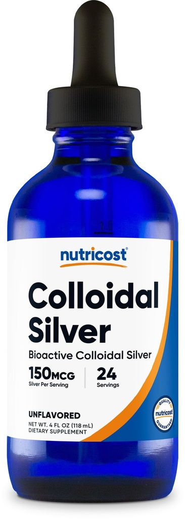 Nutricostコロイドシルバー4oz - コバルトブルーガラスボトル、バイオアクティブコロイドシルバー
