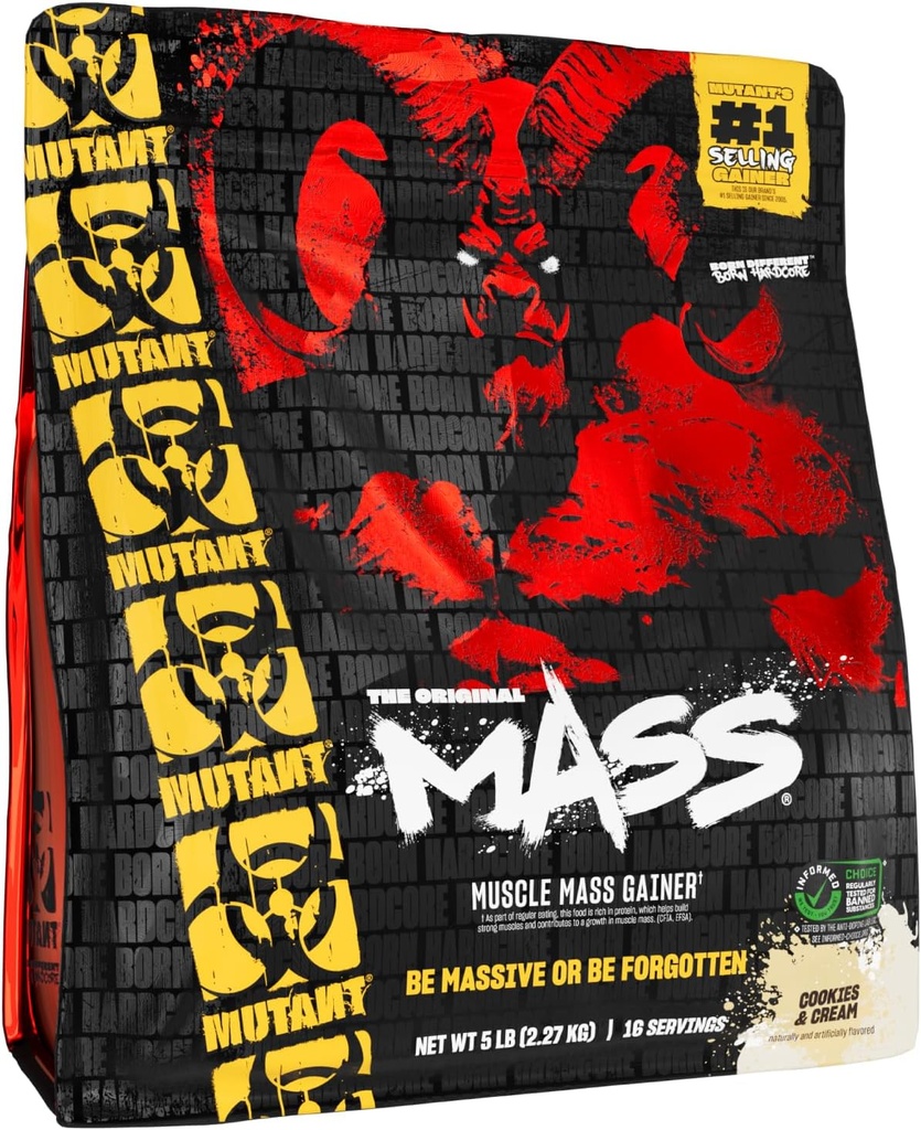 Mutant Mass | Weight Mass Gainer Protein Powder - high Calorie Protein Powder for Mass gain - Cookies and Cream - 5 Pound