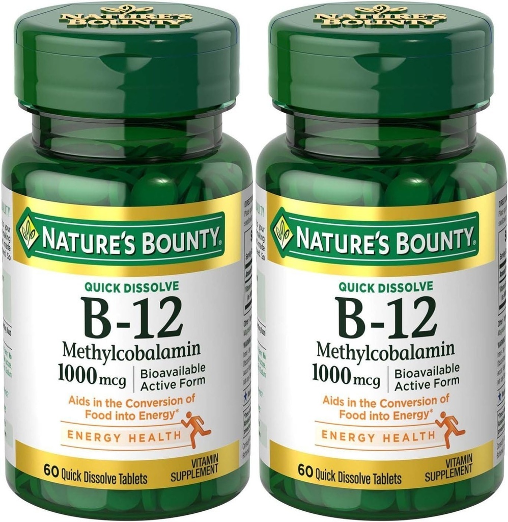 Natures Bounty Methylcobalamin B12 Microlozengeのタブレット、1000のmcg、120の計算)、60の計算(2のパック)