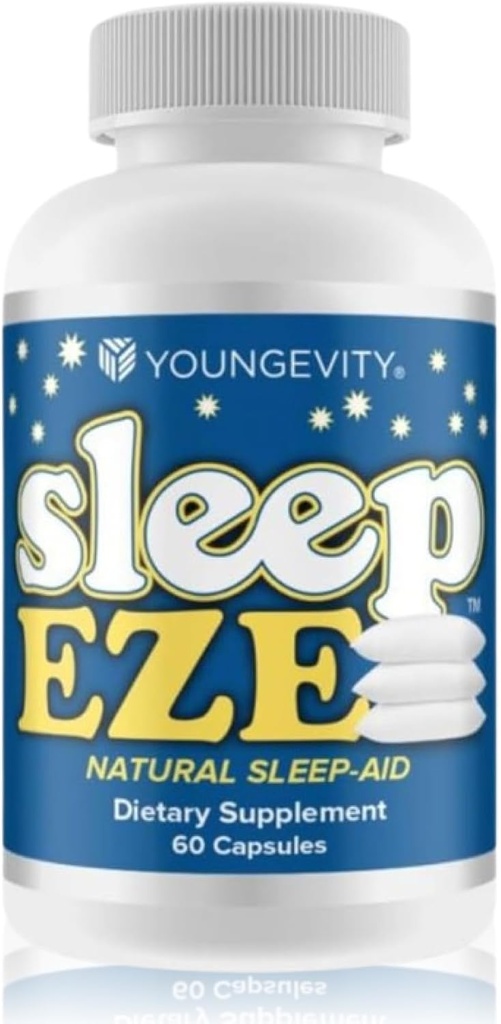Youngevity Sleep Eze - 自然な睡眠サポート - バレリアンルート、パッションフラワー、5-HTP、メラトニン - ノンハビットフォーミング - 睡眠サポートサプリメント - (60カプセル)