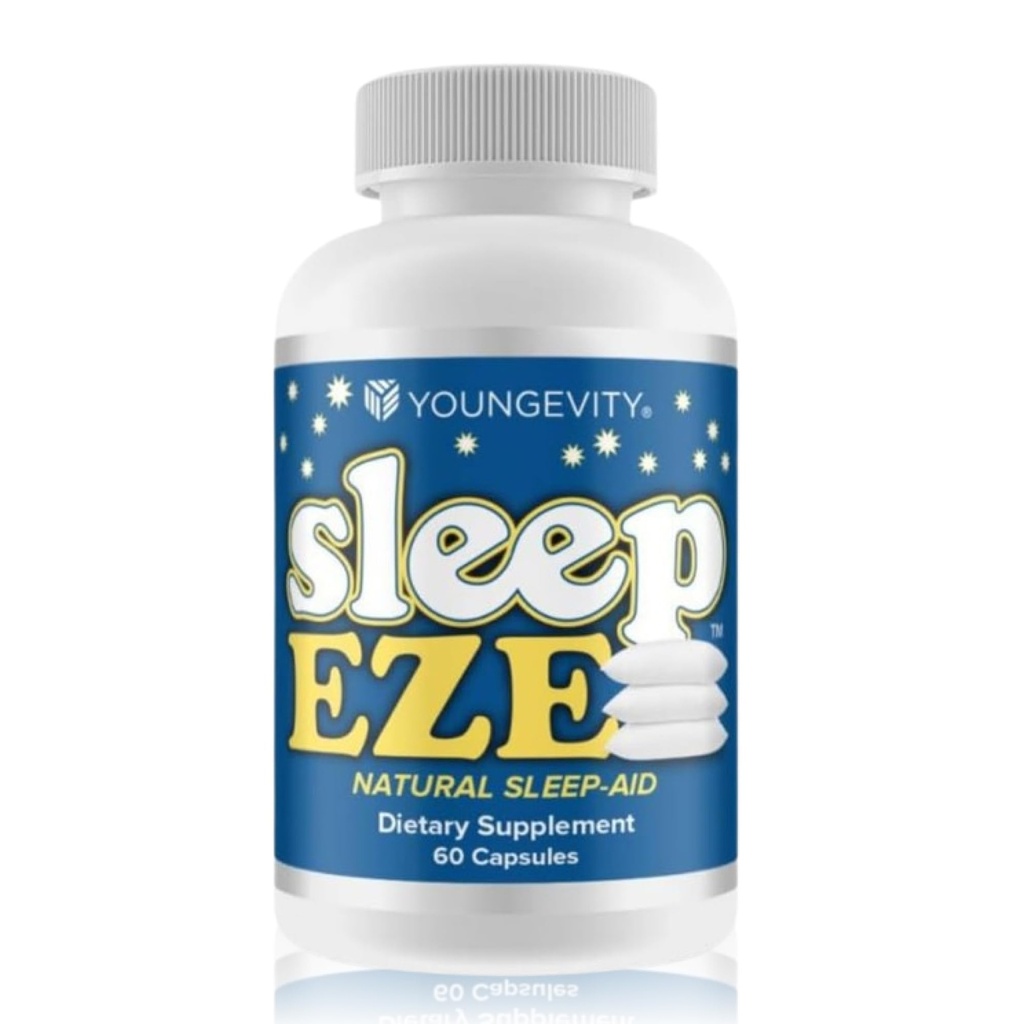 Youngevity Sleep Eze - 自然な睡眠サポート - バレリアンルート、パッションフラワー、5-HTP、メラトニン - ノンハビットフォーミング - 睡眠サポートサプリメント - (60カプセル)