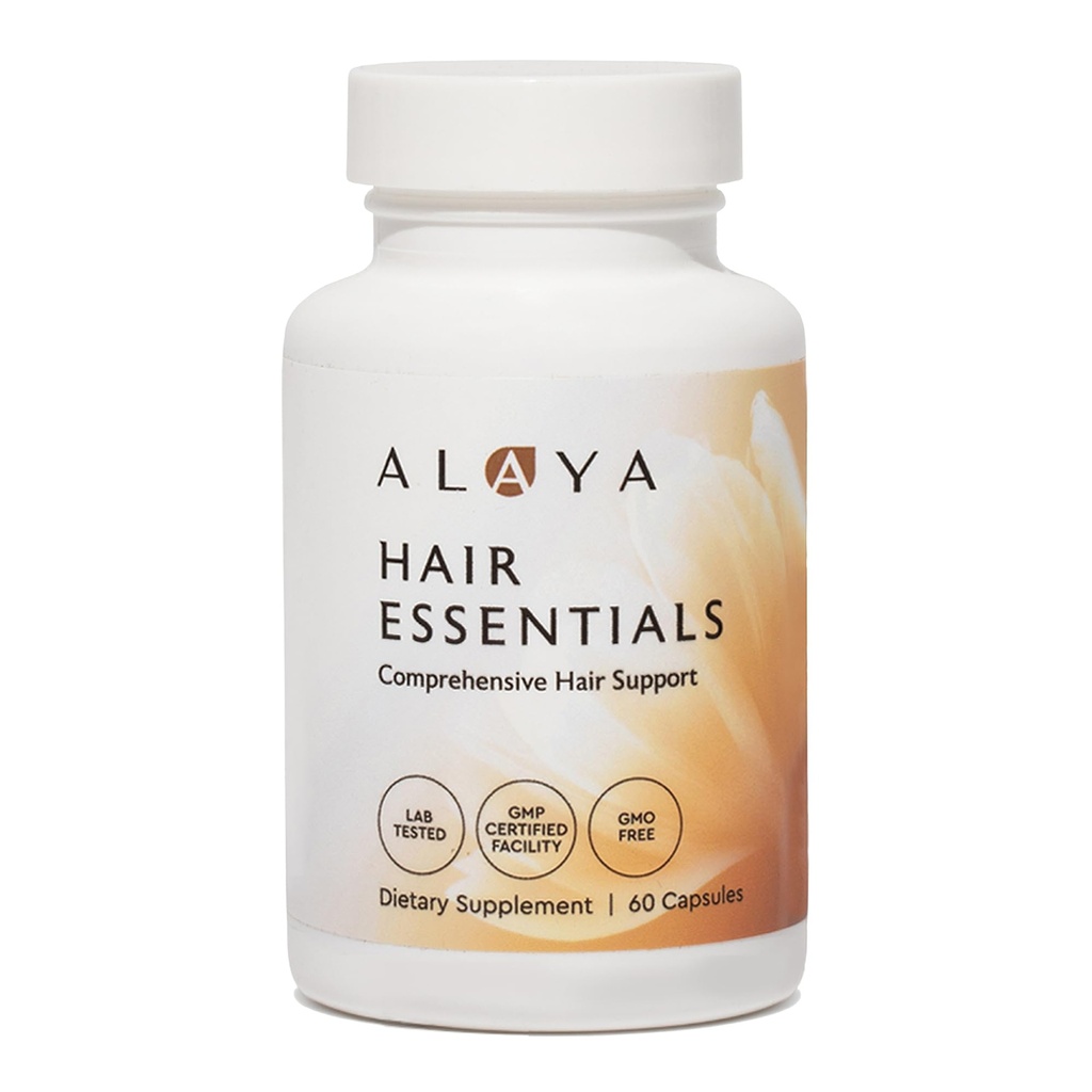 Alaya Hair Essentials - ビオチン、ケラチン、葉酸、ビタミンB12、B6 - ラボテスト済み - グルテンフリー - 30日の供給