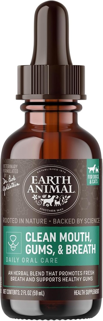地球動物Apothecaryの液体の補足-犬及び猫のためのきれいな口、グムス及び息の草の救済 - 2つのflのoz