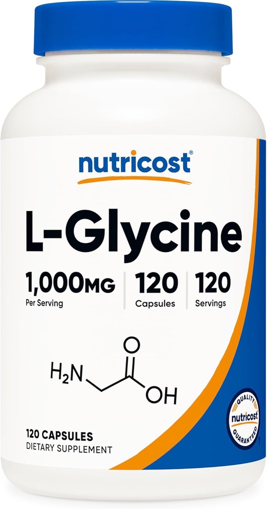 Nutricost L-Glycine 1000mg、120カプセル、ベジタリアン、非GMOおよびグルテンフリー