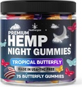 Hemp Gummies Night Time、High Potency Nap Gummies、平和とリラクゼーション、Fruty Butterfly Gummy Bear Edibles、Good Mood、Calm、Resful Bedtime-Natural Omega Hemp Oil-Made in USA