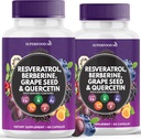 Resveratrol Berberineのブドウの種のエキスのケルセチン-N-Acetyl CysteineのN-Acetylのエキスが付いているポリフェノールの補足、Acaiのエキス-米国で作られて- 120のカプセル