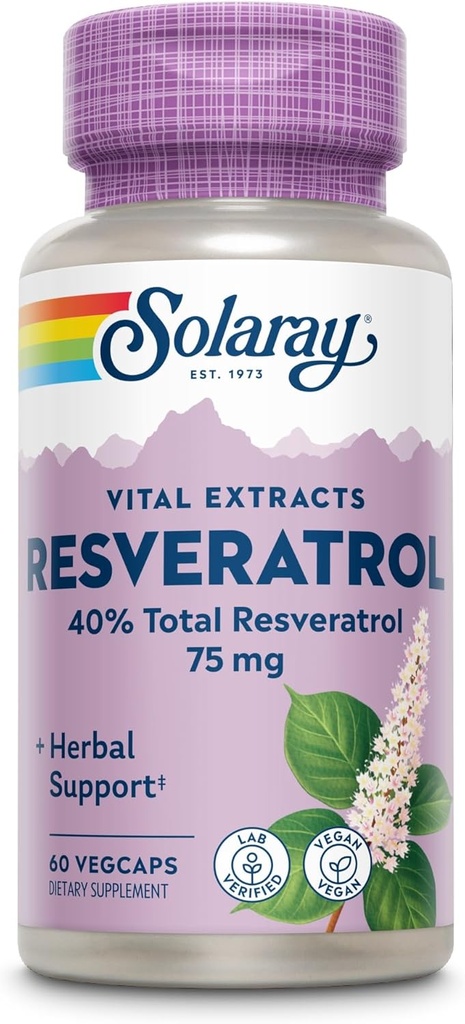 Solaray Resveratrol サプリメント, 75 mg, 60 カウント