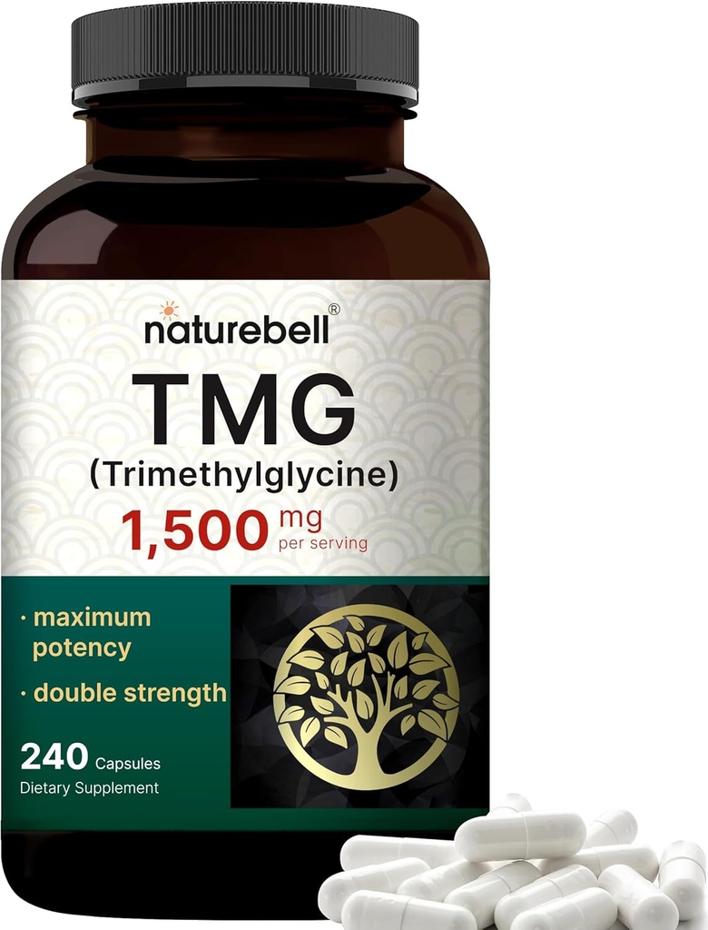 NatureBell TMGは、1,500mg、240カプセルを補います | 最大強度は無水トリメチルグリシン - 健康なホモシースタインバランス、心と肝臓の健康をサポート - 非GMO、グルテンフリー