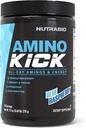 NutraBioアミノキック - 天然カフェインとBCAAパウダー - エネルギー、水和と回復のためのアミノ酸サプリメント - BCAA、電解液&アミノ酸 - ブルーラズベリー、30サービング