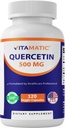 Vitamatic Quercetin 500 mg, 120 ベジタリアンカプセル (非GMO, グルテンフリー, ビーガン) - 心血管の健康をサポート