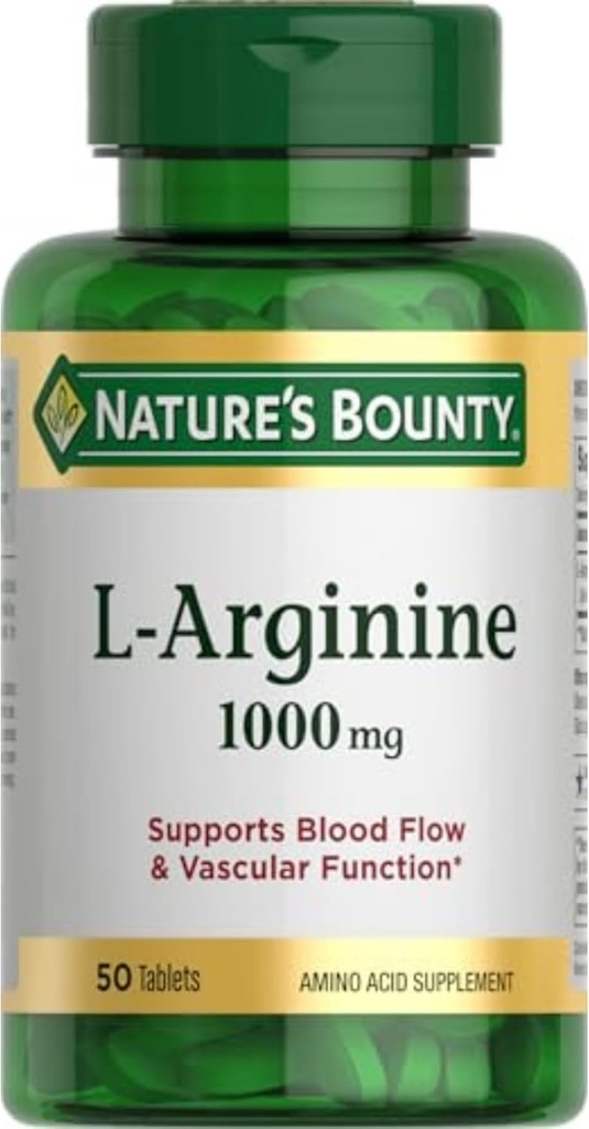 Nature's Bounty L-Arginine 1000mg - 非GMO、グルテンフリー、50錠