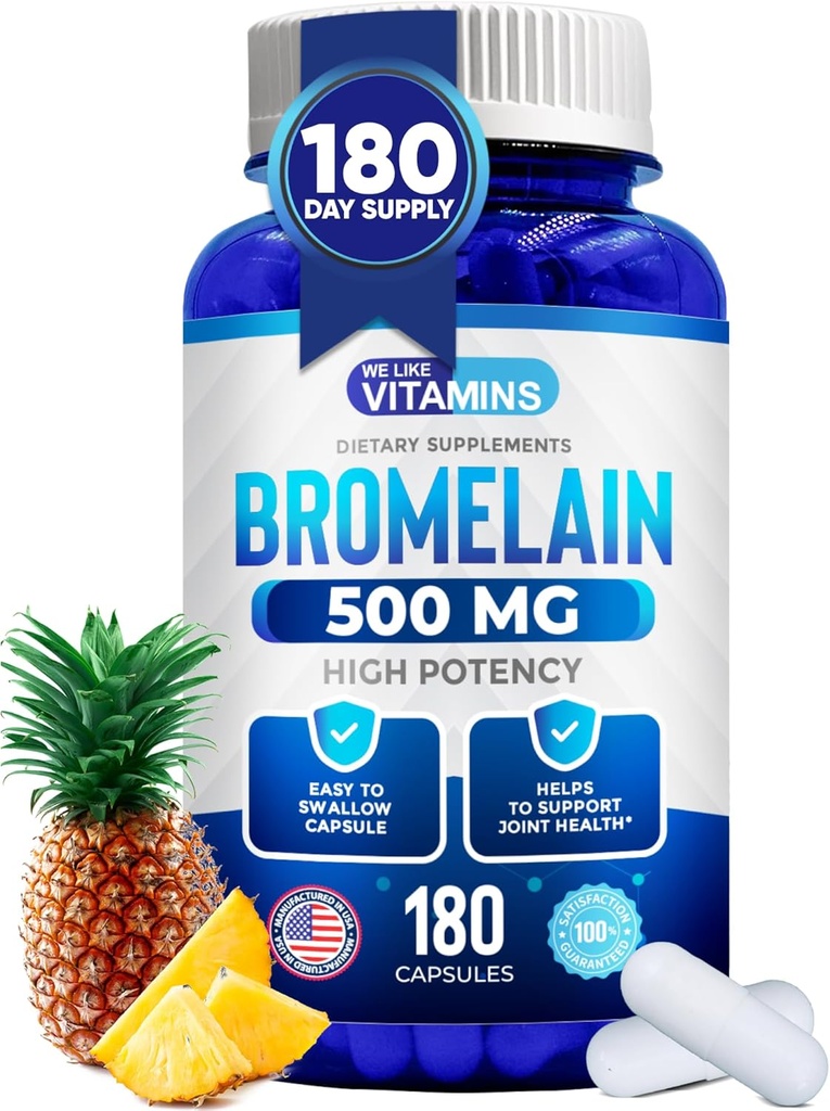 ビタミンBromelain 500mgカプセル - 1200 GDU /サービング - パイナップル抽出物からのBromelainサプリメント - 消化、吸収、関節痛、筋肉痛のためのプロテオリン酵素 - 180カプセル