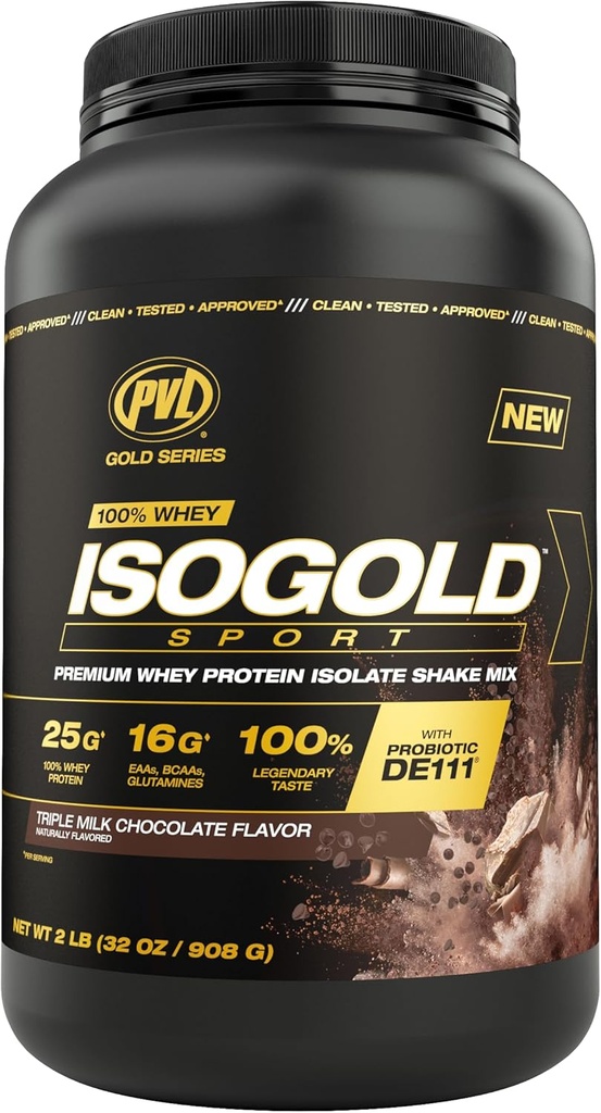 PVLゴールドシリーズ - 100%のWhey ISOGOLDスポーツ - プレミアムWheyプロテインアイソレートシェイクミックス - 2 LB - トリプルチョコレート
