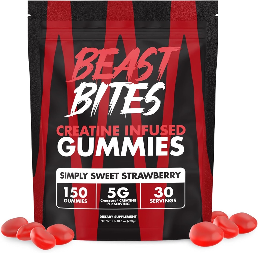 BEAST BITES - クレアチン注入ガミー - サービングごとに5gクレアクレアクレアクレアチンモノハイド - NSFスポーツ認定 - 30サービング