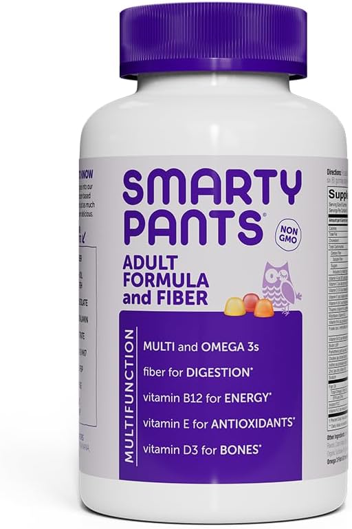人及び女性のためのSmartyPants繊維の補足及びMultivitamin:ビタミンD3、C、ビタミンB12、B6、A、K及び亜鉛、オメガ3の魚油(EPA/DHA)、Biotin、180の計算(30の日の供給)が付いているMultivitamin繊維のグミ
