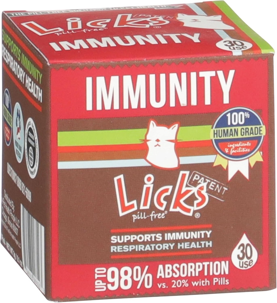 LicksのPill-Free猫の免疫 - 免疫サポート猫用品 - 呼吸器サプリメント - 健康用品 - ゲルパケット - 30使用