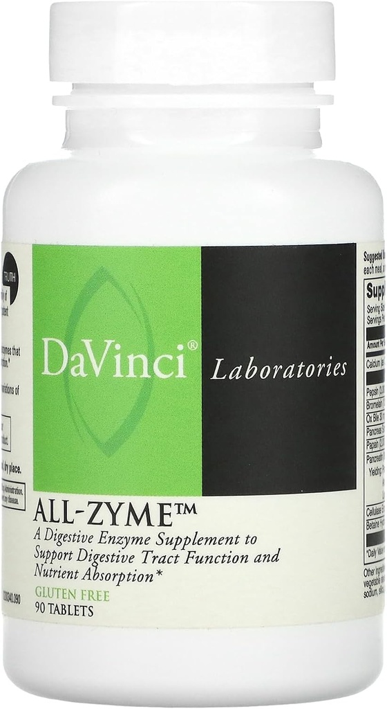 Davinci研究所 - すべてのZyme、プロテオリンゲン酵素および消化酵素サプリメント、ブロッティング、ガス、便秘、および共同健康、非GMO成分、90錠