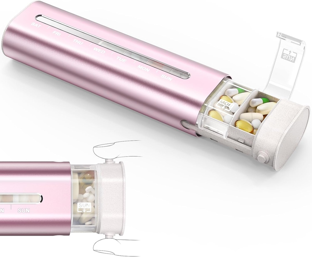 Zannakiアルミニウム7日の週刊丸薬のオルガナイザー、3つの層のシールが付いている携帯用旅行丸薬箱、大容量のかわいい毎日の丸薬箱、ビタミン、丸薬のための丸薬のホールダーの容器