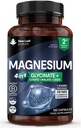 Magnesium Glycinate 4-in-1 Complex 2000mg - 449mg Elemental Magnesium High Strength Magnesium Supplements - Magnesium Bisglycinate,Citrate, Malate, Oxide - 120 Capsules - Vegan UK Made by New Leaf
