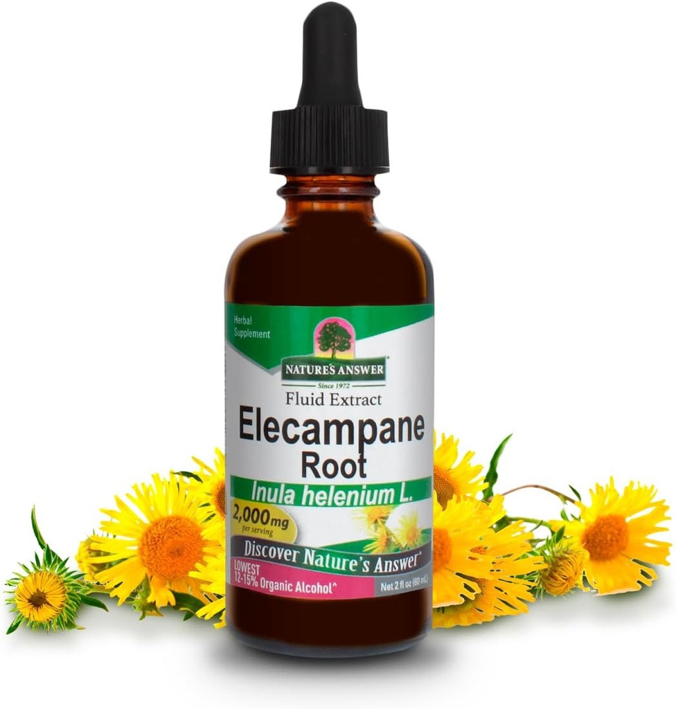 Nature's Answer Elecampane Root 2 オンス. 低有機アルコール2000mg - ハーブサプリメント - 非GMO&コーシャ - 低アルコールグルテンフリー100%ビーガン - 2FL Oz