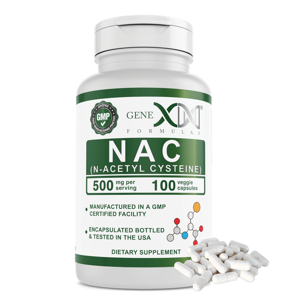 Genexフォーミュラ NAC 500mg (100 カプセル) N-アセチル Cysteine, サポート 肝臓の健康 - 非GMO, グルテンフリーグルテン, ビーガン (3 ヶ月供給)