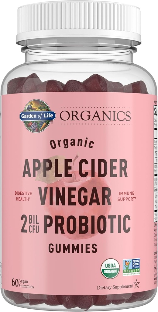 ライフアップルサイダー酢プロバイオティックグミーの庭 USDA Organic ACV Gummy Vitamins、2 Billion CFUs、全食品ビタミンB12-60ビーガン、消化及び免疫のための非GMOグミー