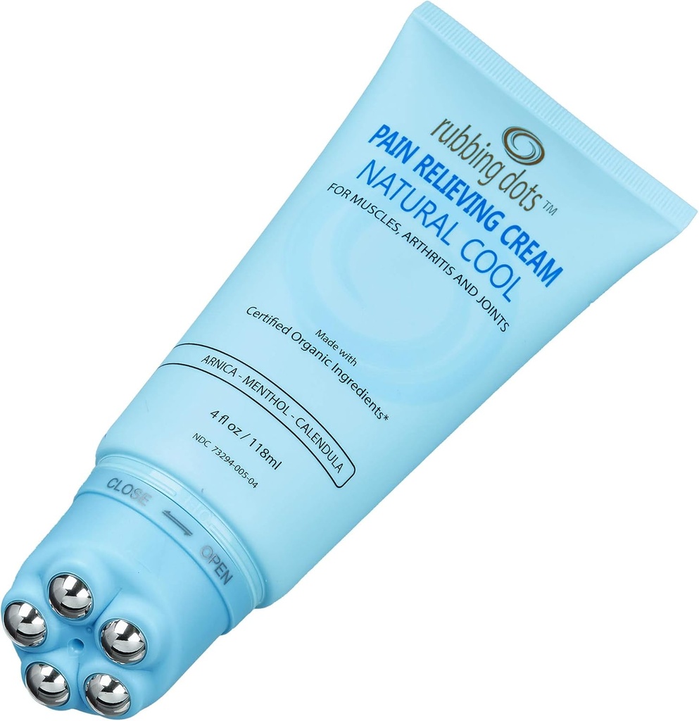 筋肉痛みの軽減クリーム - 背中、首、肩、関節、膝、足、関節炎の痛みのための4ozの化粧化粧化粧水をRUBBING DOTS   自然な擦り傷の治療とマッサージクリーム