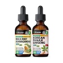 BIO KRAUTER Maca Root Ashwagandha Tincture 2 Fl. Oz. & 韓国語 Panax Ginseng Tincture 2 Fl. Oz.