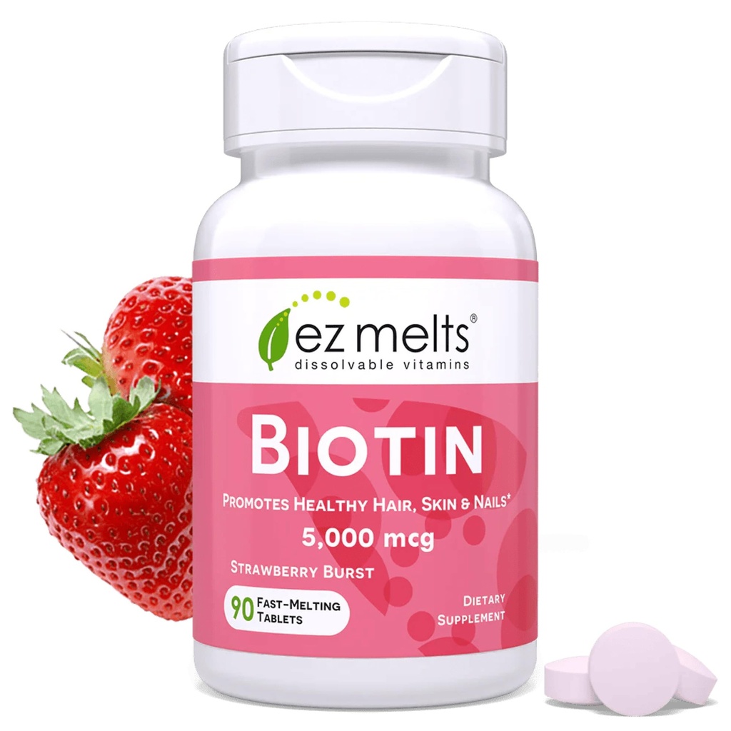 EZの溶解の分解性のBiotin 5,000のmcg、毛、皮及び釘サポート、砂糖なし、3か月の供給- 1のパック