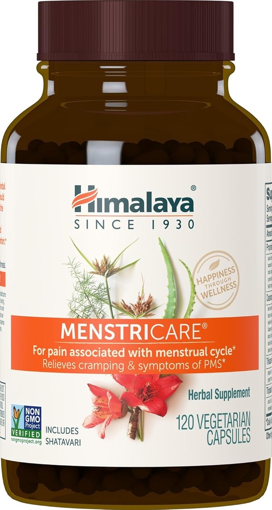 Himalaya MenstriCare、30日の供給 - PMS、月経クランプ救済、および女性のためのホルモンバランス - ビーガン、非GMO、グルテンフリー、120カプセルをサポート