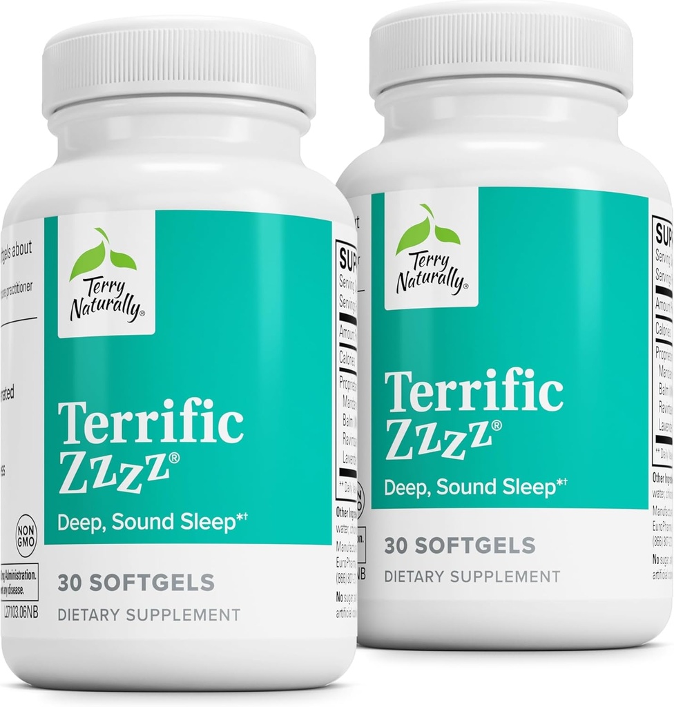 Terry Naturally Terrific Zzzz - 大人のための睡眠サプリメント - マンダリン、レモンバーム&ラベンダーと栄養補助食品 - 非GMOリラクゼーション&スリープ救済援助 - 30 Softgels(2パック)