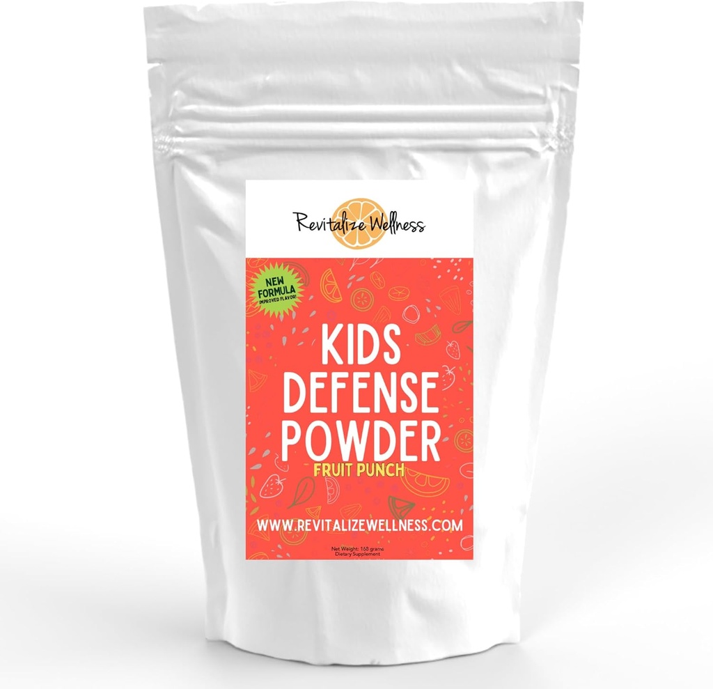 Kids Defense Powder | New Formula, Improved Flavor | Orthomolecular Dose of 1000 mg Vitamin C and 250 mg B3 | Pure, Corn Free, & GMO-Free | Fruit Punch Flavor | 120 Servings