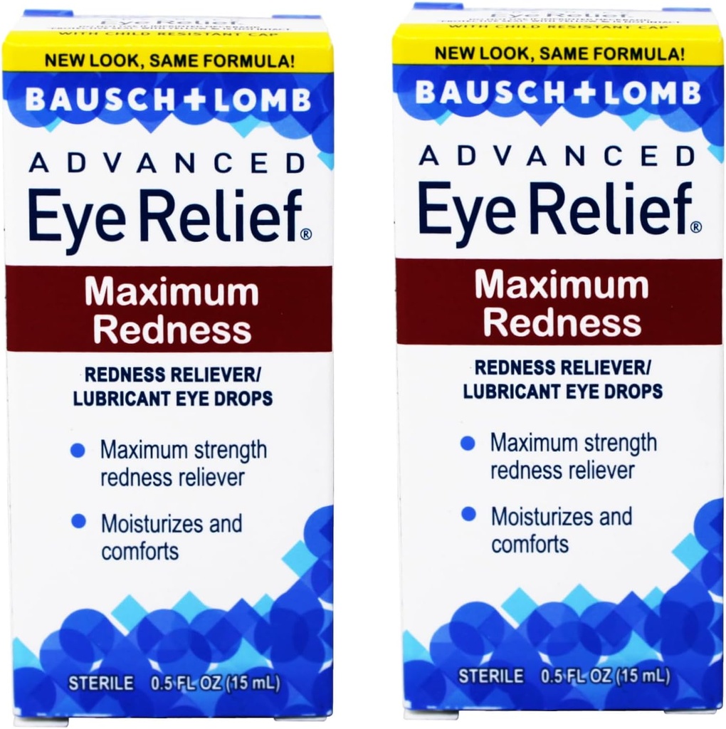 Bausch&Lombアドバンストアイリリーフ赤み最大救済ドロップ - 2 pk。